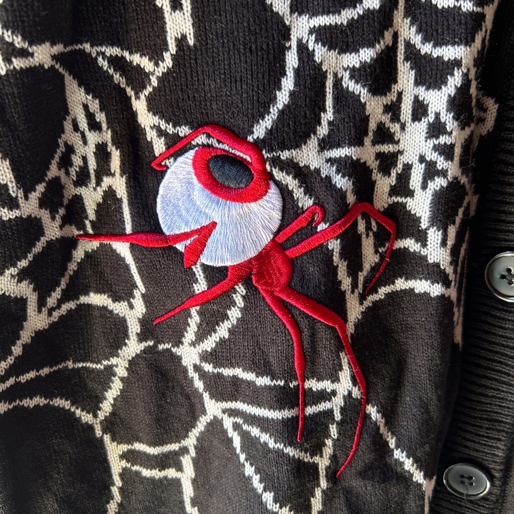 Social Collison Monster Eyeball Spider Halloween Cardigan Women Hot Topic Large - Picture 4 of 14